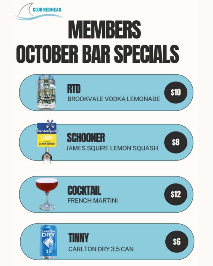 Featured image for “October Drink Specials: Cheers to Savings at Club Redhead”