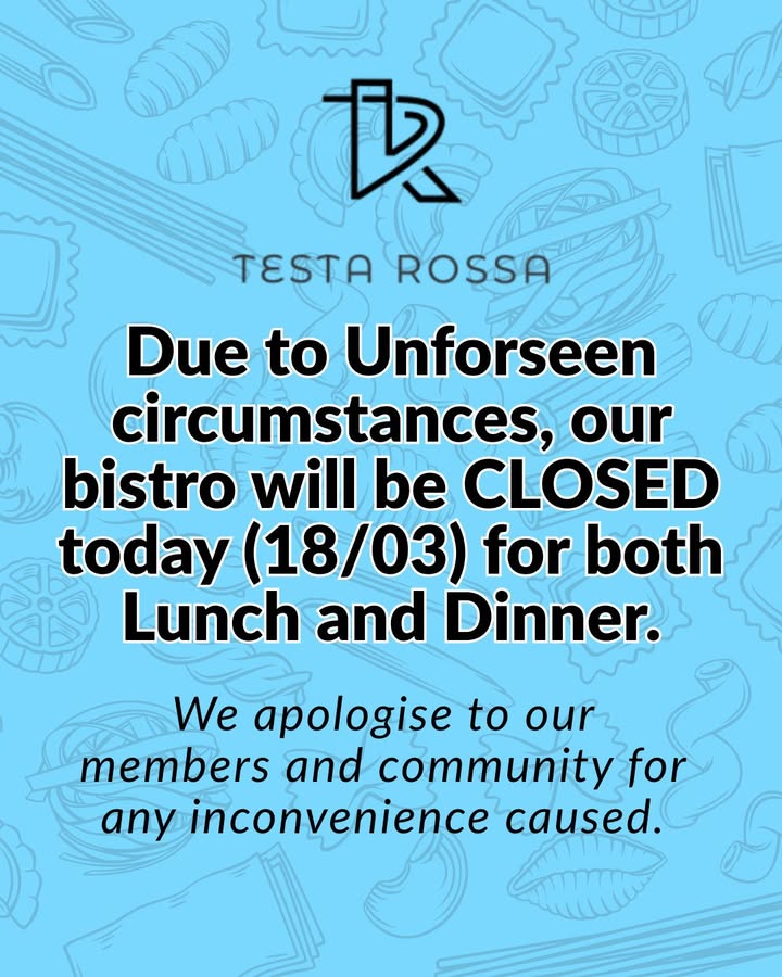 Featured image for “Bistro Closed Wednesday 18 March – Club Redhead”