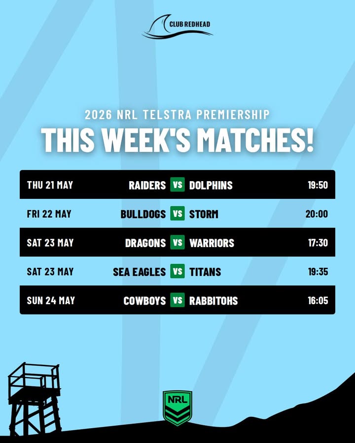 Featured image for “NRL Action Live This Week at Club Redhead”