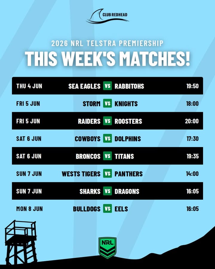 Featured image for “NRL Action This Week at Club Redhead”