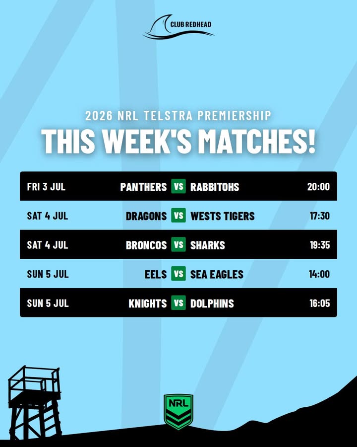 Featured image for “NRL Action This Week at Club Redhead”