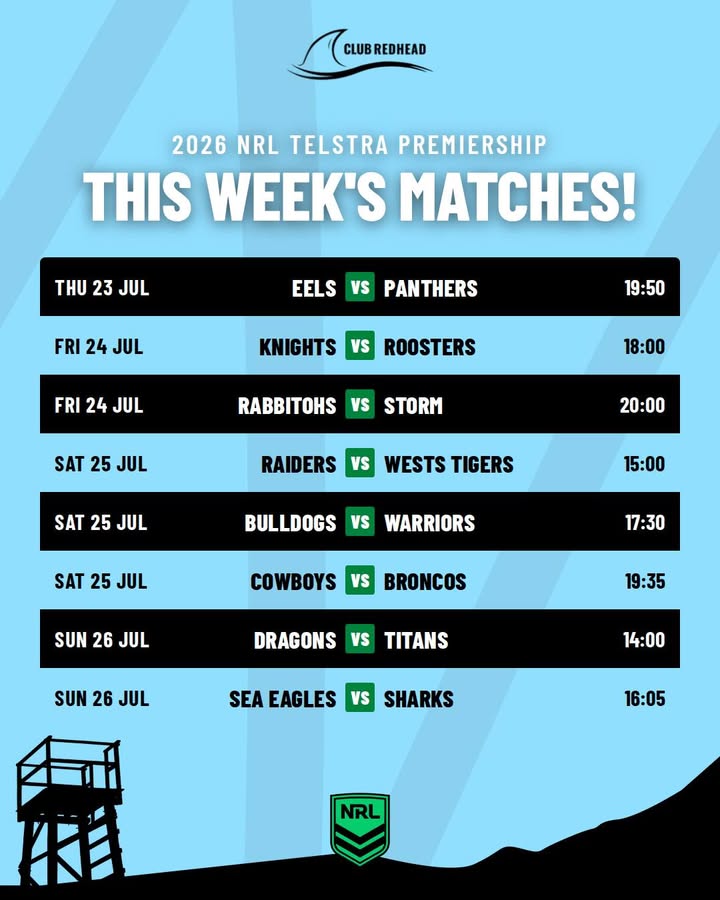 Featured image for “This Week’s NRL Matches to Watch at Club Redhead”