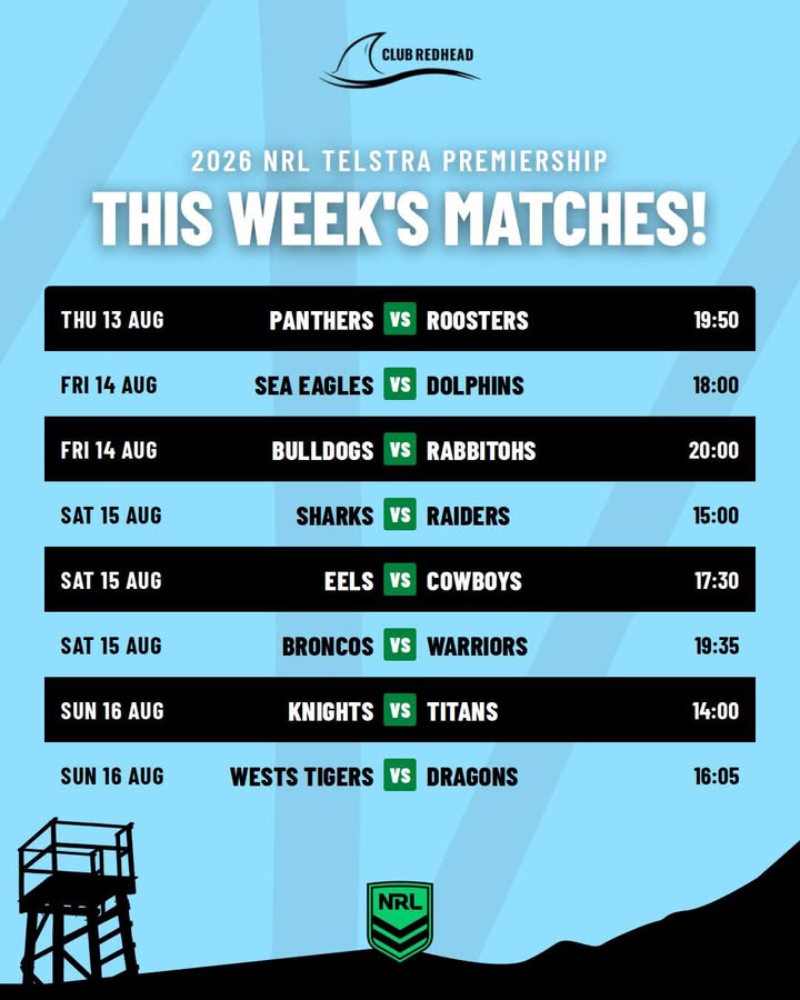 Featured image for “This Week’s NRL Matches – Watch Live at Club Redhead”