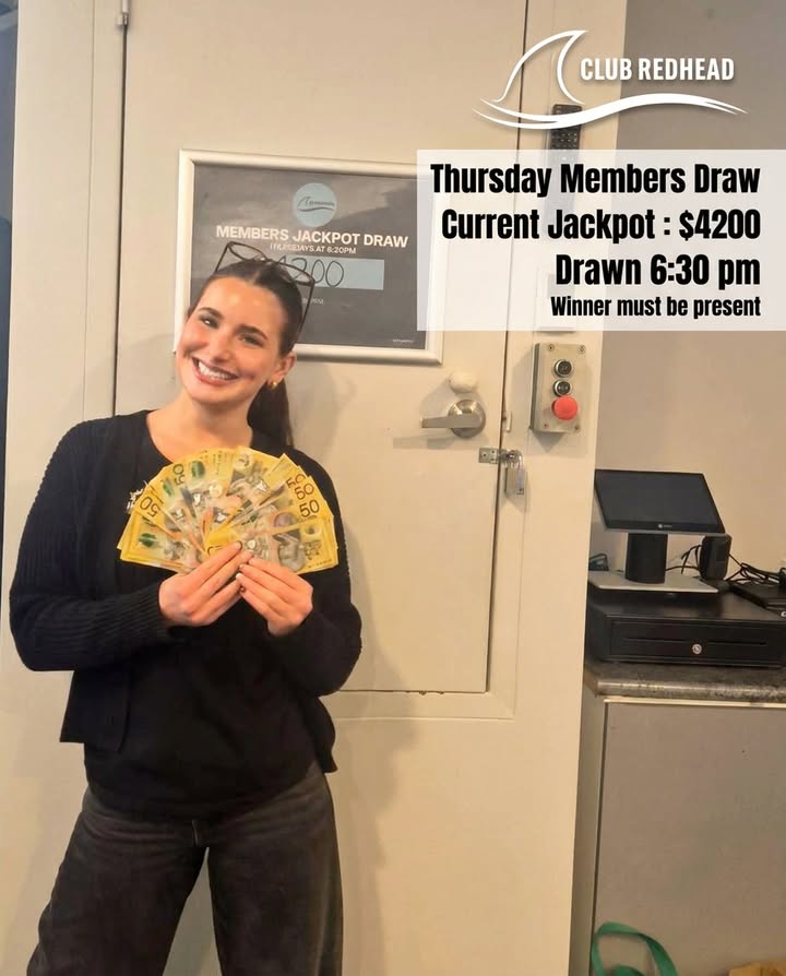 Featured image for “$4,200 Members Jackpot Draw Tonight at Club Redhead”